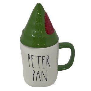 Rae Dunn Ceramic Movie Themed Coffee/Tea Mugs (Peter Pan/Green Handle)